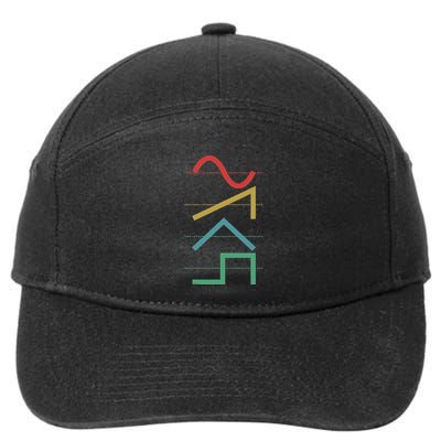 Vintage Analog Synthesizer Techno Waveform Synth Nerd 7-Panel Snapback Hat