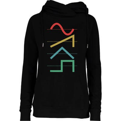 Vintage Analog Synthesizer Techno Waveform Synth Nerd Womens Funnel Neck Pullover Hood