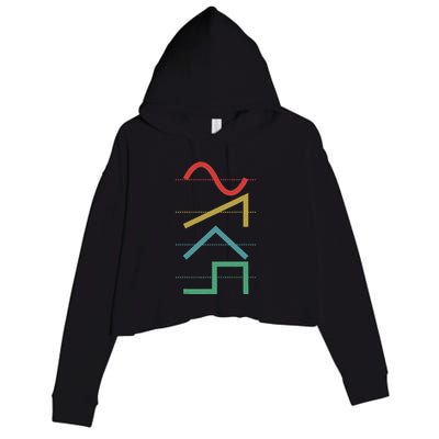 Vintage Analog Synthesizer Techno Waveform Synth Nerd Crop Fleece Hoodie