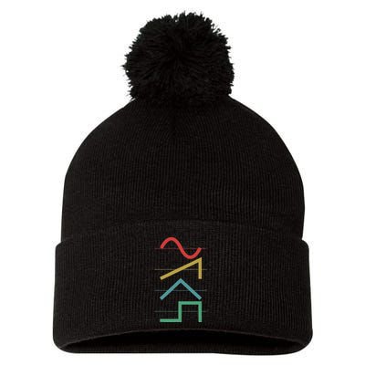 Vintage Analog Synthesizer Techno Waveform Synth Nerd Pom Pom 12in Knit Beanie