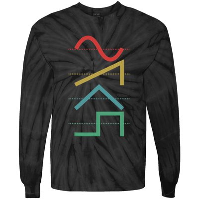 Vintage Analog Synthesizer Techno Waveform Synth Nerd Tie-Dye Long Sleeve Shirt