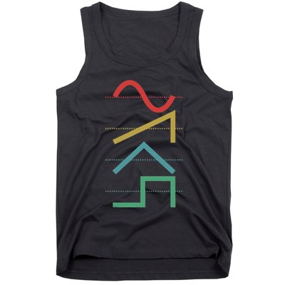 Vintage Analog Synthesizer Techno Waveform Synth Nerd Tank Top