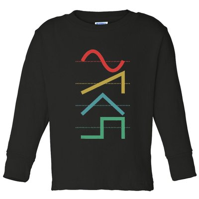 Vintage Analog Synthesizer Techno Waveform Synth Nerd Toddler Long Sleeve Shirt