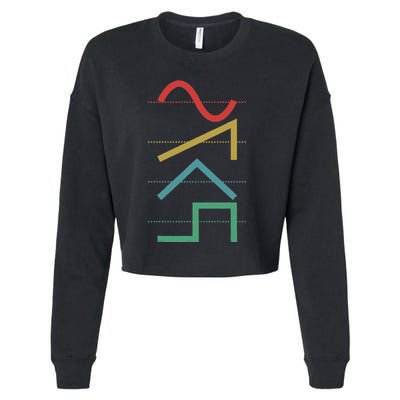 Vintage Analog Synthesizer Techno Waveform Synth Nerd Cropped Pullover Crew
