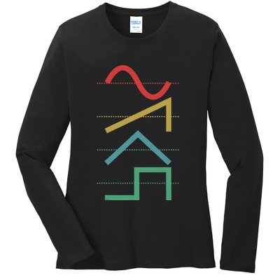 Vintage Analog Synthesizer Techno Waveform Synth Nerd Ladies Long Sleeve Shirt