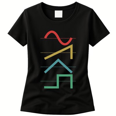 Vintage Analog Synthesizer Techno Waveform Synth Nerd Womens T-Shirt