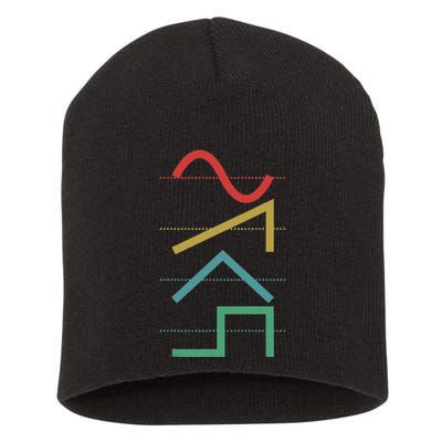 Vintage Analog Synthesizer Techno Waveform Synth Nerd Short Acrylic Beanie