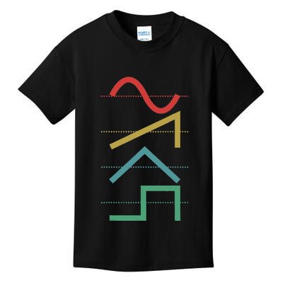 Vintage Analog Synthesizer Techno Waveform Synth Nerd Kids T-Shirt