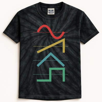 Vintage Analog Synthesizer Techno Waveform Synth Nerd Kids Tie-Dye T-Shirt