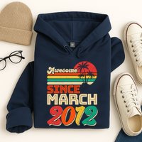 Please Delete! Vintage Awesome Since March 2012 Ten 10 Year Old Birthday Hoodie