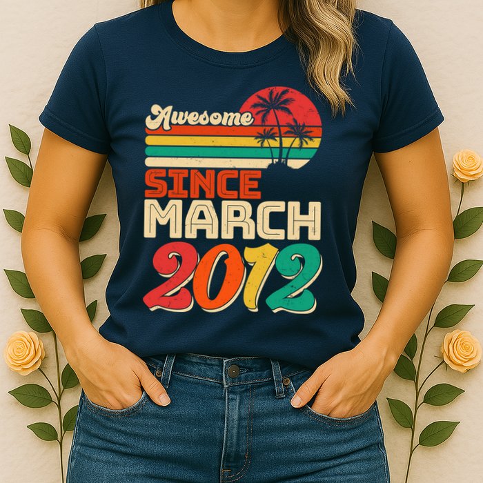 Please Delete! Vintage Awesome Since March 2012 Ten 10 Year Old Birthday Womens T-Shirt
