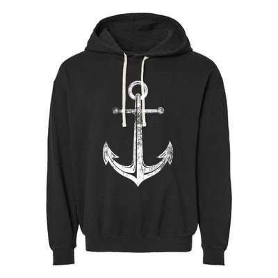 Vintage Anchor Summer Sailing Design Garment-Dyed Fleece Hoodie