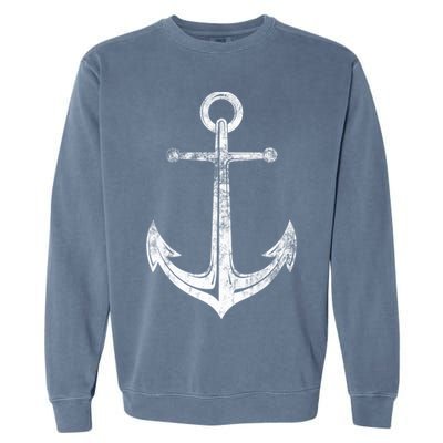 Vintage Anchor Summer Sailing Design Garment-Dyed Sweatshirt