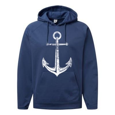 Vintage Anchor Summer Sailing Design Performance Fleece Hoodie