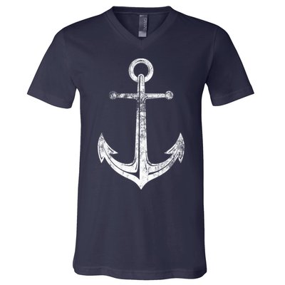 Vintage Anchor Summer Sailing Design V-Neck T-Shirt