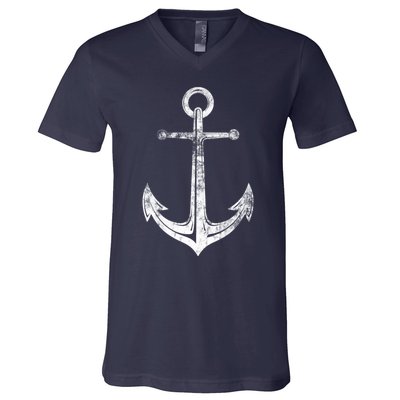 Vintage Anchor Summer Sailing Design V-Neck T-Shirt