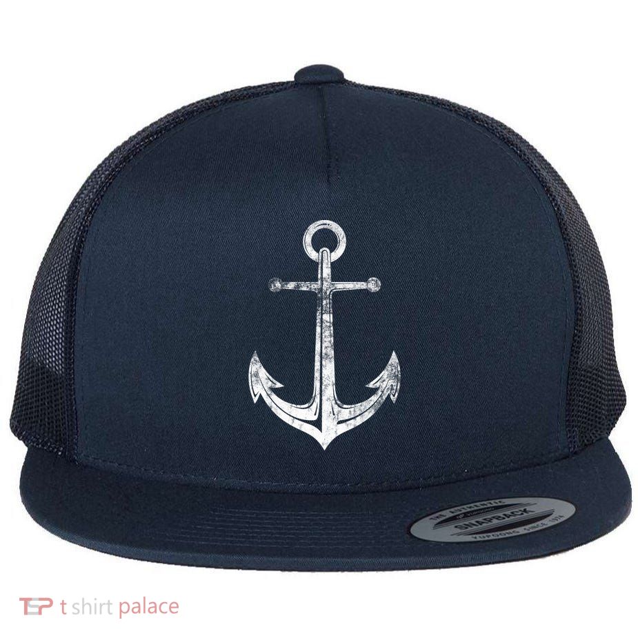 Vintage Anchor Summer Sailing Design Flatbill Hat
