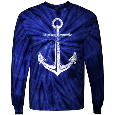 Vintage Anchor Summer Sailing Design Tie-Dye Long Sleeve Shirt