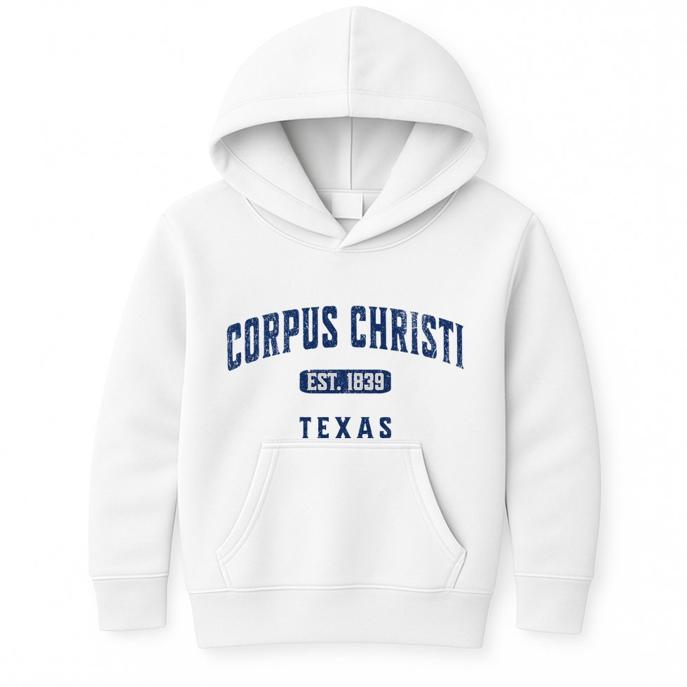 Vintage Athletic Souvenir Visit Corpus Christi Texas Kids Hoodie