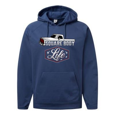 Vintage American Square Body Truck 4x4 Mud Trucks Performance Fleece Hoodie