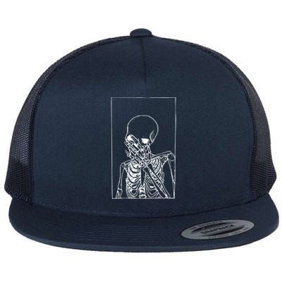 Vintage Aesthetic Skeleton Meaningful Gift Flat Bill Trucker Hat