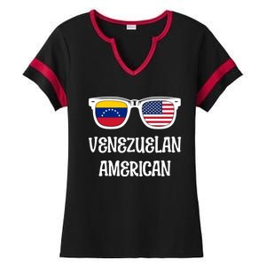 Venezuelan American Sunglasses Usa Venezuela Flags Gift Ladies Halftime Notch Neck Tee