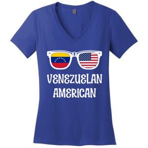 Venezuelan American Sunglasses Usa Venezuela Flags Gift Women's V-Neck T-Shirt