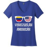 Venezuelan American Sunglasses Usa Venezuela Flags Gift Women's V-Neck T-Shirt