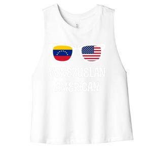 Venezuelan American Sunglasses Usa Venezuela Flags Gift Women's Racerback Cropped Tank