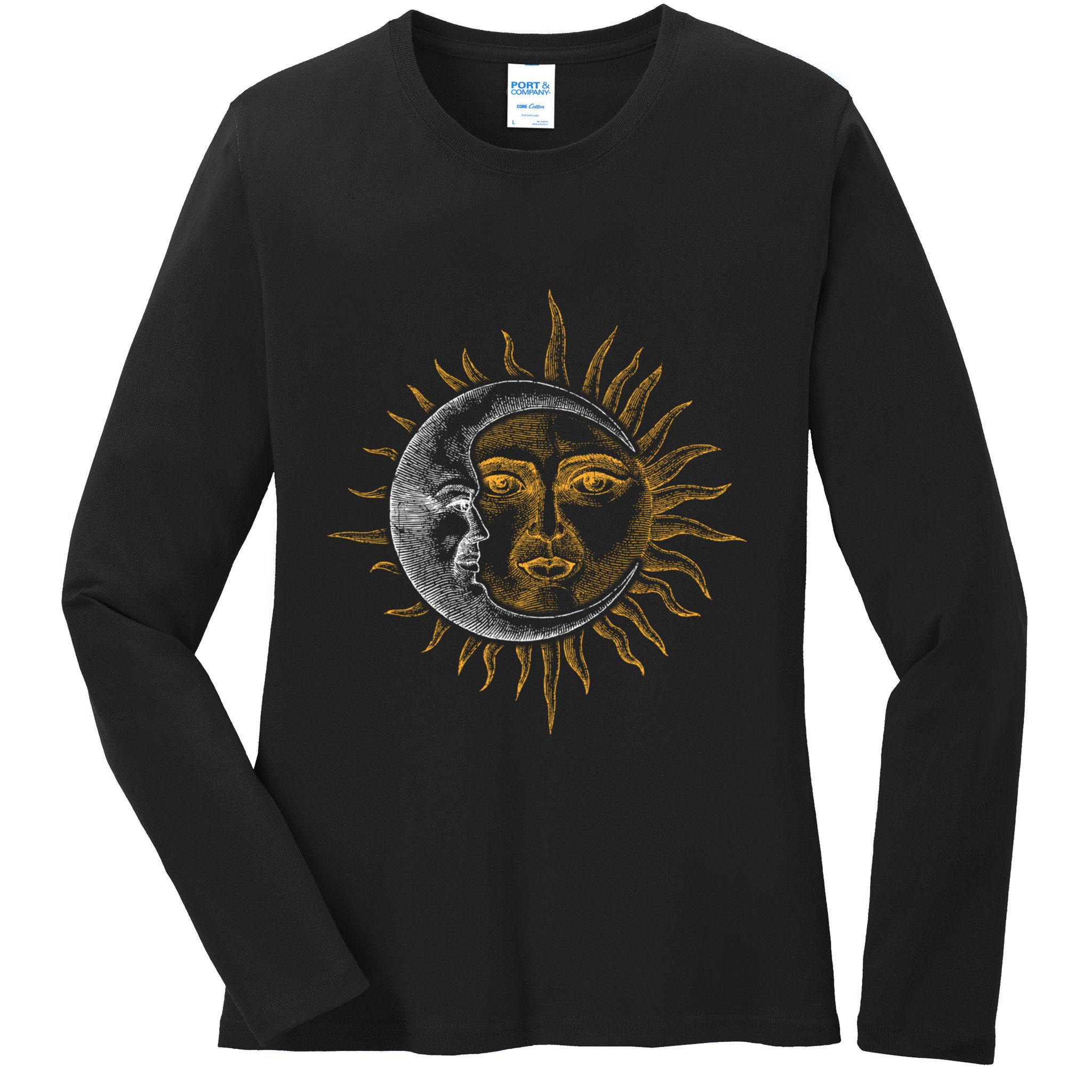 Vintage Astronomy Stars Sun Moon Planets Astronaut Ladies Long Sleeve Shirt