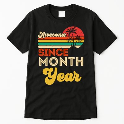 Vintage Awesome Since Customize Month And Year Birthday Tall T-Shirt