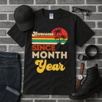 Vintage Awesome Since Customize Month And Year Birthday Tall T-Shirt
