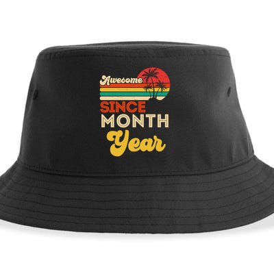 Vintage Awesome Since Customize Month And Year Birthday Sustainable Bucket Hat