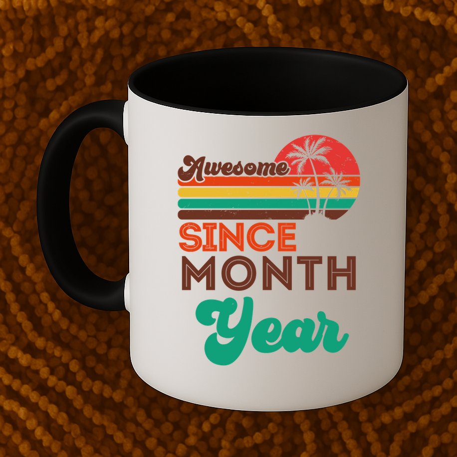 Vintage Awesome Since Customize Month And Year Birthday Mug
