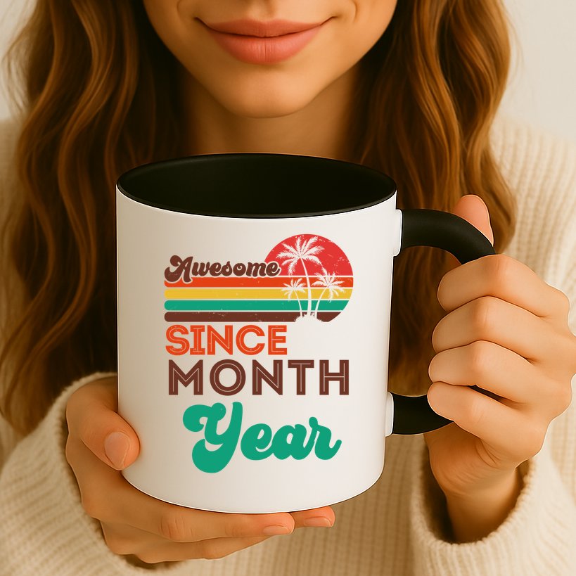 Vintage Awesome Since Customize Month And Year Birthday Mug