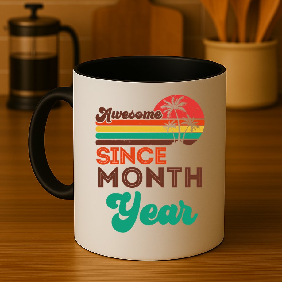 Vintage Awesome Since Customize Month And Year Birthday Mug