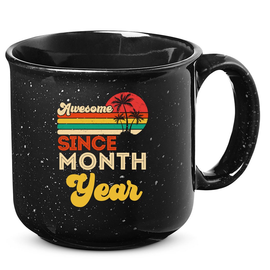 Vintage Awesome Since Customize Month And Year Birthday 15oz Campfire Ceramic Mug