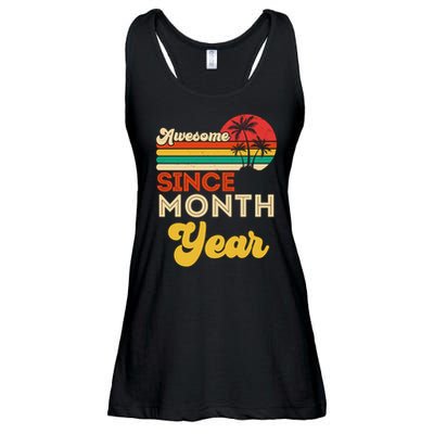 Vintage Awesome Since Customize Month And Year Birthday Ladies Essential Flowy Tank