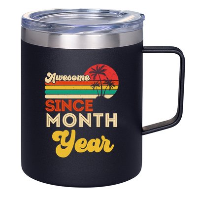 Vintage Awesome Since Customize Month And Year Birthday 12oz Stainless Steel Coffee Mug