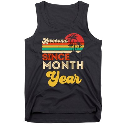 Vintage Awesome Since Customize Month And Year Birthday Tank Top