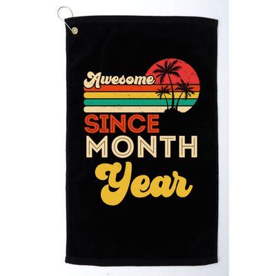 Vintage Awesome Since Customize Month And Year Birthday Golf Towel