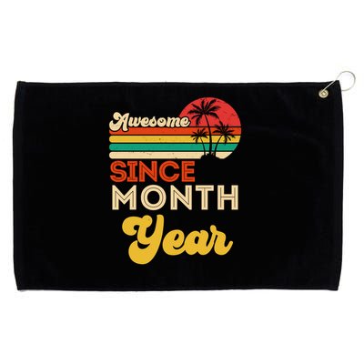 Vintage Awesome Since Customize Month And Year Birthday Grommeted Golf Towel