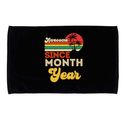 Vintage Awesome Since Customize Month And Year Birthday Microfiber Hand Towel