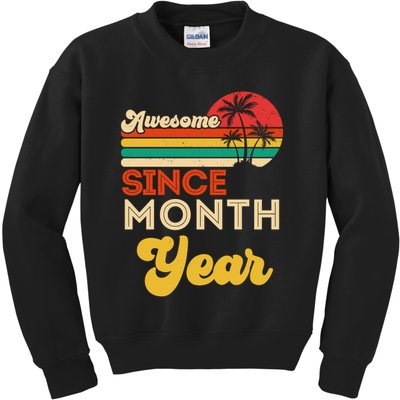 Vintage Awesome Since Customize Month And Year Birthday Kids Sweatshirt
