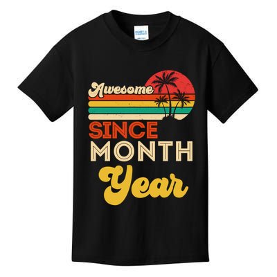 Vintage Awesome Since Customize Month And Year Birthday Kids T-Shirt