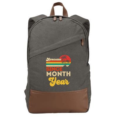 Vintage Awesome Since Customize Month And Year Birthday Cotton Canvas Backpack