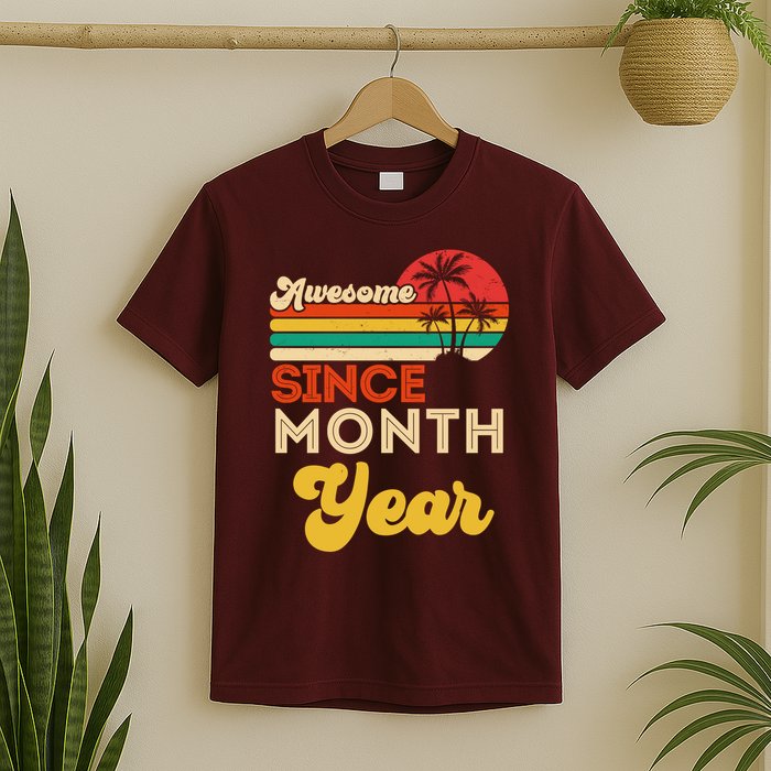 Vintage Awesome Since Customize Month And Year Birthday T-Shirt