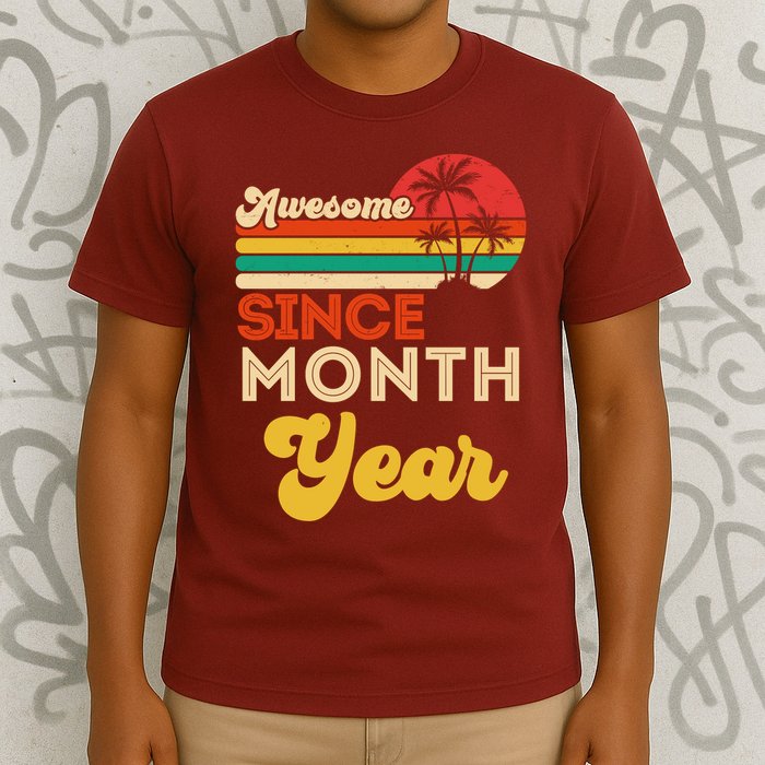 Vintage Awesome Since Customize Month And Year Birthday T-Shirt