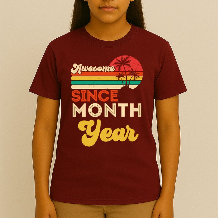 Vintage Awesome Since Customize Month And Year Birthday T-Shirt