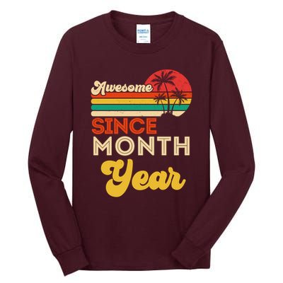 Vintage Awesome Since Customize Month And Year Birthday Tall Long Sleeve T-Shirt